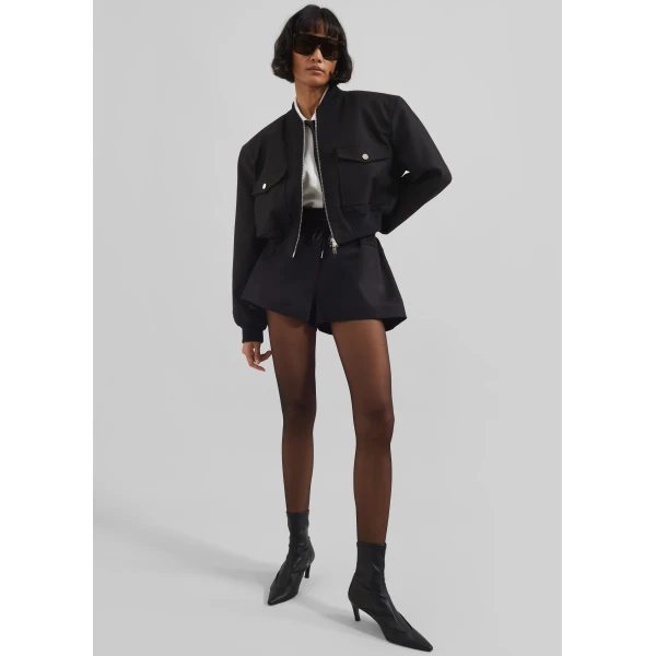 The Frankie Shop Pomona Crop Bomber Jacket – Black, view 3