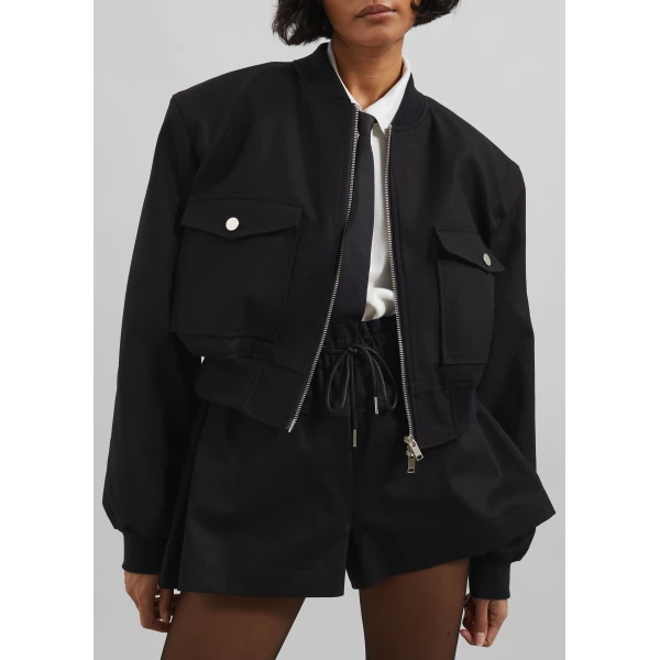 The Frankie Shop Pomona Crop Bomber Jacket – Black, view 5