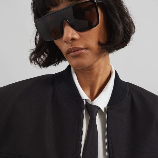The Frankie Shop Pomona Crop Bomber Jacket - Black - Oversized Minimalist Jackets in Black - Shop at Coveti