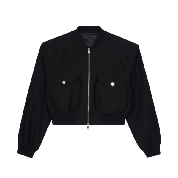 The Frankie Shop Pomona Crop Bomber Jacket - Black - Oversized Minimalist Jackets in Black - Shop at Coveti