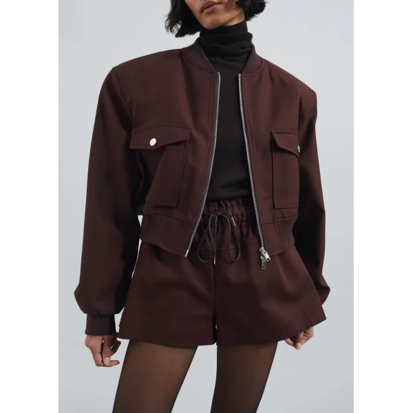 The Frankie Shop Pomona Crop Bomber Jacket – Burgundy, view 4