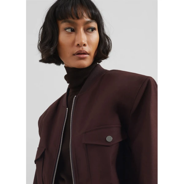 The Frankie Shop Pomona Crop Bomber Jacket – Burgundy, view 5
