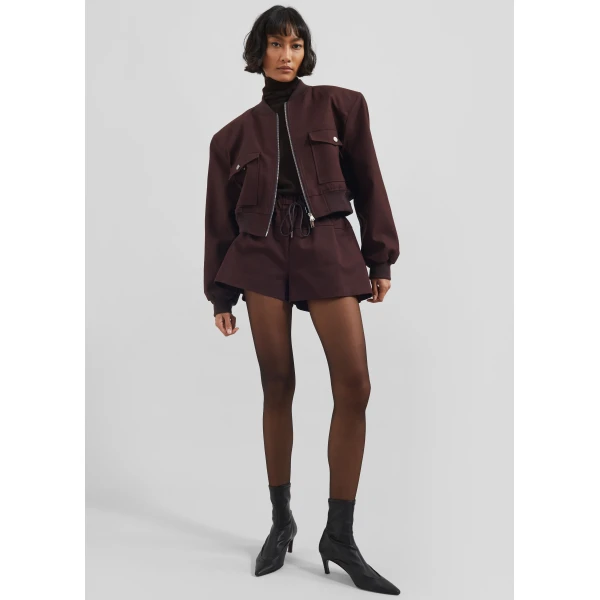 The Frankie Shop Pomona Crop Bomber Jacket – Burgundy, view 6