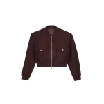 The Frankie Shop Pomona Crop Bomber Jacket - Burgundy - Oversized Minimalist Jackets in Red - Shop at Coveti