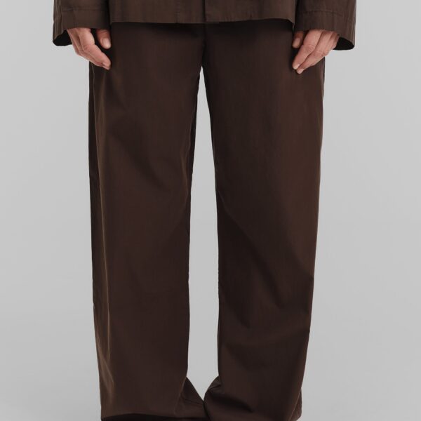 The Frankie Shop Poplin Pyjama Pants - Coffee - Oversized Minimalist Loungewear in Beige - Shop at Coveti