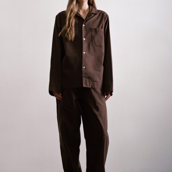 The Frankie Shop Poplin Pyjama Pants - Coffee - Oversized Minimalist Loungewear in Beige - Shop at Coveti