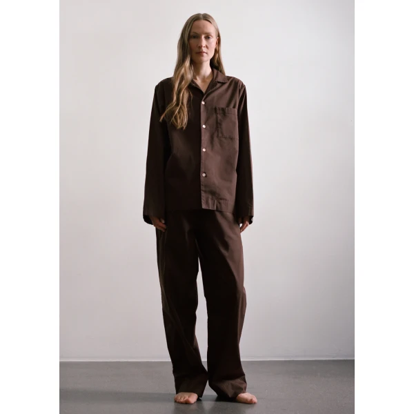 The Frankie Shop Poplin Pyjama Shirt – Coffee, view 2