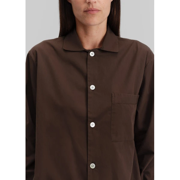 The Frankie Shop Poplin Pyjama Shirt – Coffee, view 3