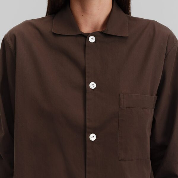 The Frankie Shop Poplin Pyjama Shirt - Coffee - Oversized Minimalist Loungewear in Beige - Shop at Coveti