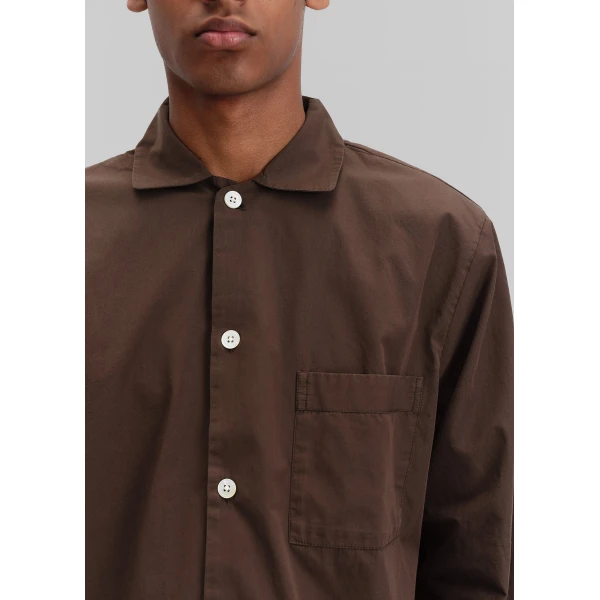 The Frankie Shop Poplin Pyjama Shirt – Coffee, view 6