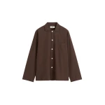 The Frankie Shop Poplin Pyjama Shirt - Coffee - Oversized Minimalist Loungewear in Beige - Shop at Coveti