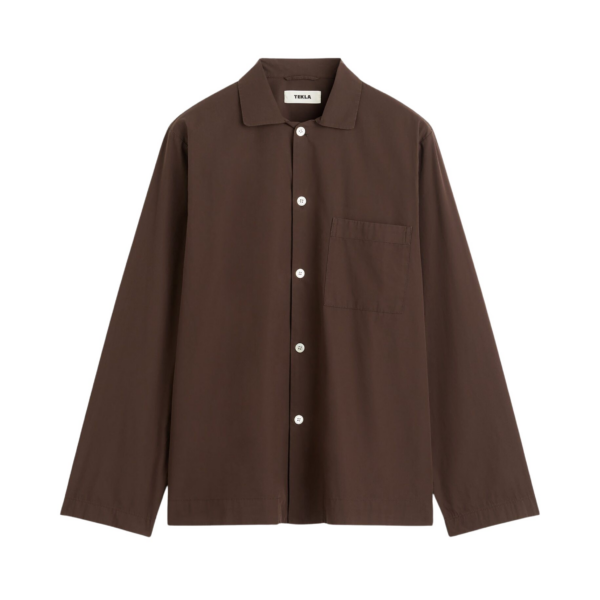 The Frankie Shop Poplin Pyjama Shirt - Coffee - Oversized Minimalist Loungewear in Beige - Shop at Coveti
