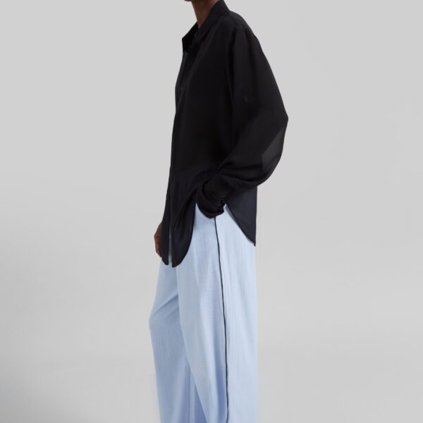 The Frankie Shop Porto Contrast Piped Pants - Blue/White Stripe - Oversized Minimalist Pants in Multicolour - Shop at Coveti