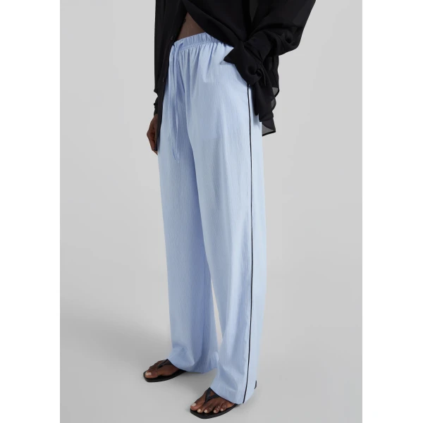 The Frankie Shop Porto Contrast Piped Pants – Blue/White Stripe, view 3