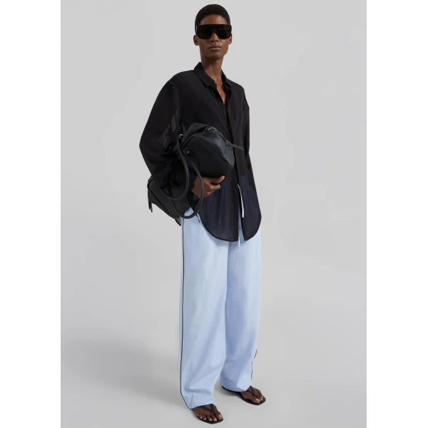 The Frankie Shop Porto Contrast Piped Pants – Blue/White Stripe, view 5