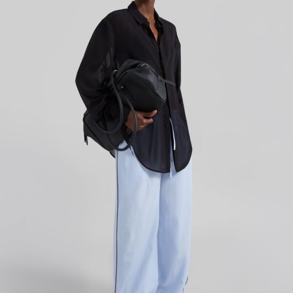 The Frankie Shop Porto Contrast Piped Pants - Blue/White Stripe - Oversized Minimalist Pants in Multicolour - Shop at Coveti