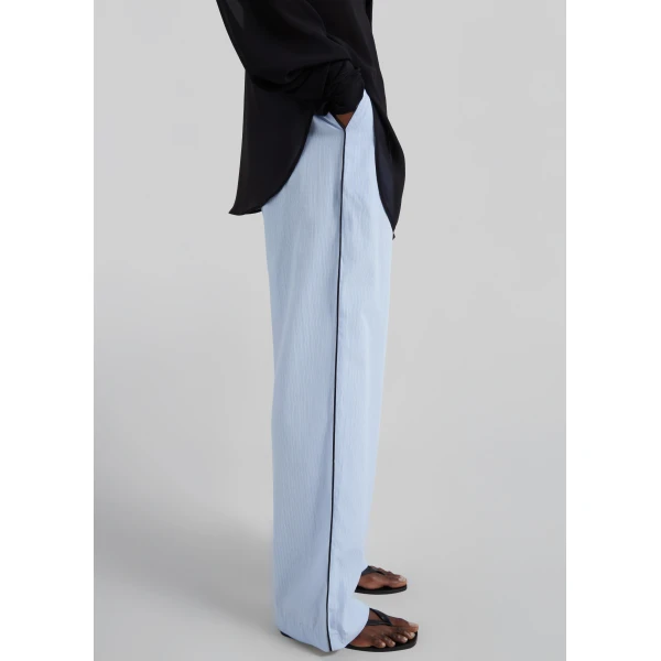 The Frankie Shop Porto Contrast Piped Pants – Blue/White Stripe, view 6