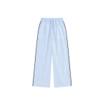 The Frankie Shop Porto Contrast Piped Pants - Blue/White Stripe - Oversized Minimalist Pants in Multicolour - Shop at Coveti