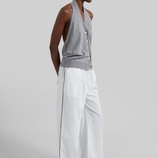 The Frankie Shop Porto Contrast Piped Pants - White/Black Stripe - Oversized Minimalist Pants in Multicolour - Shop at Coveti