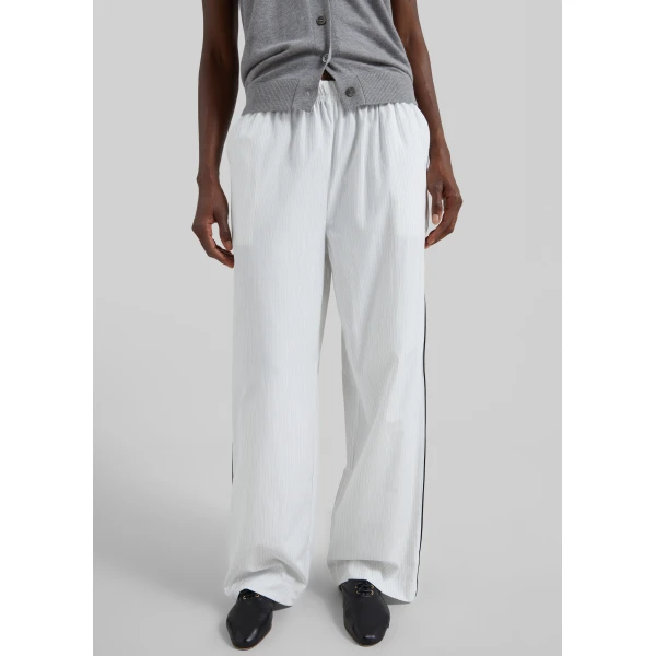The Frankie Shop Porto Contrast Piped Pants – White/Black Stripe, view 3