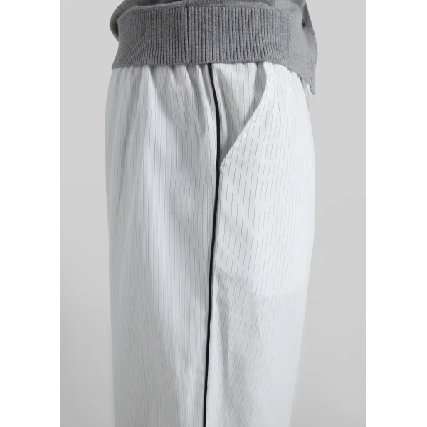The Frankie Shop Porto Contrast Piped Pants – White/Black Stripe, view 4