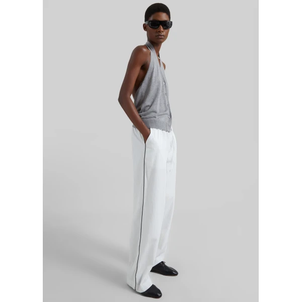 The Frankie Shop Porto Contrast Piped Pants – White/Black Stripe, view 5