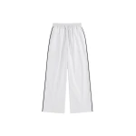 The Frankie Shop Porto Contrast Piped Pants - White/Black Stripe - Oversized Minimalist Pants in Multicolour - Shop at Coveti