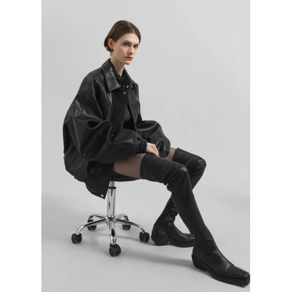 The Frankie Shop Prescott Faux Leather Jacket – Black, view 2