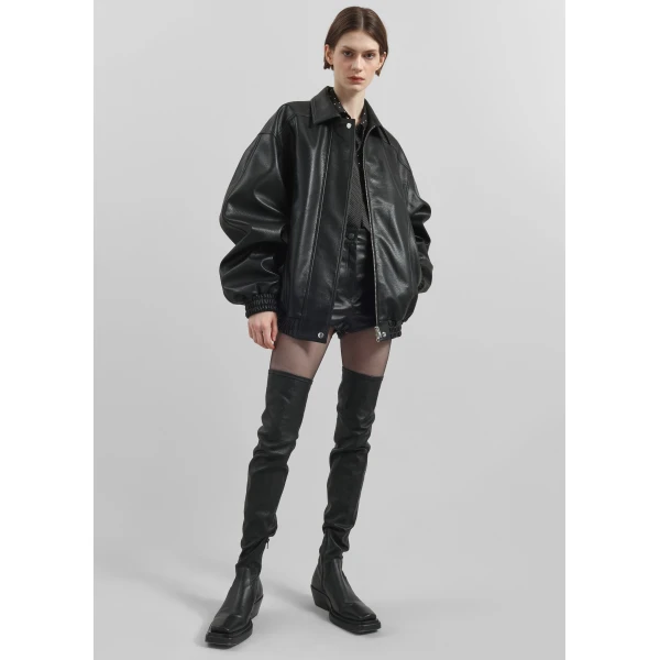 The Frankie Shop Prescott Faux Leather Jacket – Black, view 4