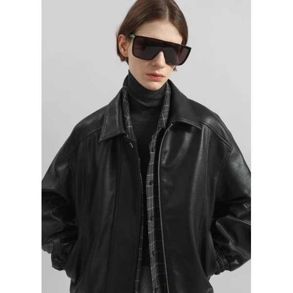 The Frankie Shop Prescott Faux Leather Jacket – Black, view 5
