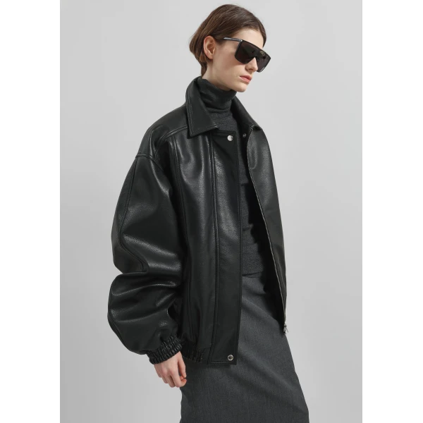 The Frankie Shop Prescott Faux Leather Jacket – Black, view 6