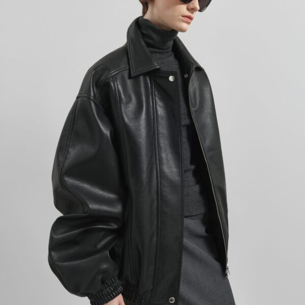 The Frankie Shop Prescott Faux Leather Jacket - Black - Oversized Minimalist Jackets in Black - Shop at Coveti