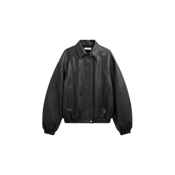 The Frankie Shop Prescott Faux Leather Jacket - Black - Oversized Minimalist Jackets in Black - Shop at Coveti