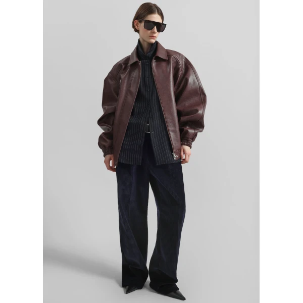 The Frankie Shop Prescott Faux Leather Jacket – Burgundy, view 5