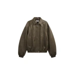 The Frankie Shop Prescott Faux Leather Jacket - Moss Green - Oversized Minimalist Jackets in Green - Shop at Coveti