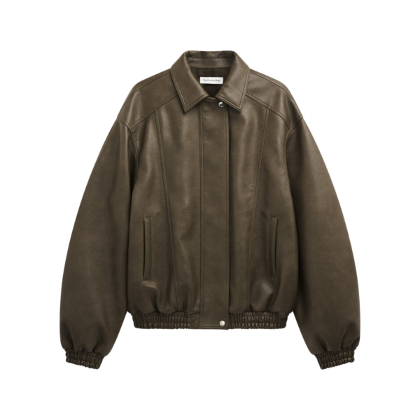 The Frankie Shop Prescott Faux Leather Jacket - Moss Green - Oversized Minimalist Jackets in Green - Shop at Coveti
