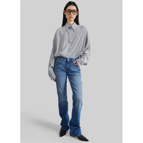 The Frankie Shop Quillan Button-Down Shirt – White/Black Stripe, view 4