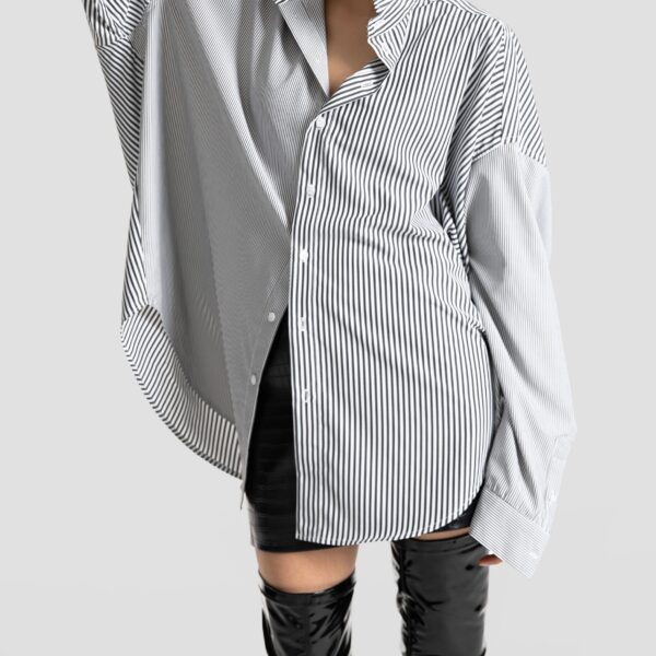 The Frankie Shop Quillan Button-Down Shirt - White/Black Stripe - Oversized Minimalist Tops in Multicolour - Shop at Coveti