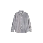 The Frankie Shop Quillan Button-Down Shirt - White/Black Stripe - Oversized Minimalist Tops in Multicolour - Shop at Coveti