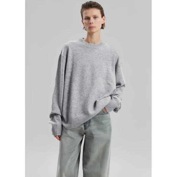 The Frankie Shop Quinton Crew Neck Sweater – Light Grey, view 2