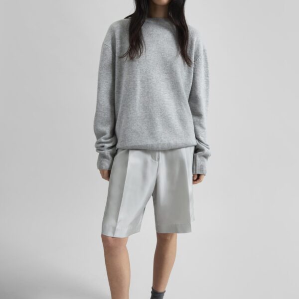 The Frankie Shop Quinton Crew Neck Sweater - Light Grey - Oversized Minimalist Knitwear in Grey - Shop at Coveti