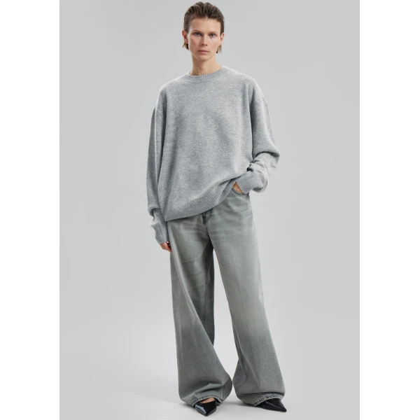 The Frankie Shop Quinton Crew Neck Sweater – Light Grey, view 5