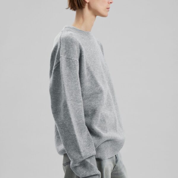 The Frankie Shop Quinton Crew Neck Sweater - Light Grey - Oversized Minimalist Knitwear in Grey - Shop at Coveti
