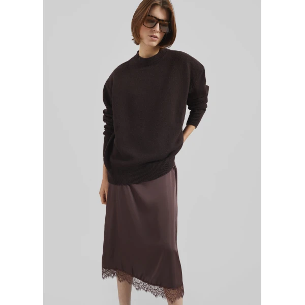 The Frankie Shop Rafaela Padded Knit Sweater – Dark Brown, view 2