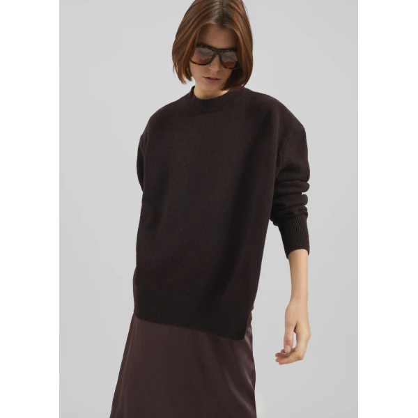 The Frankie Shop Rafaela Padded Knit Sweater – Dark Brown, view 3