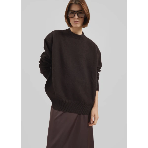The Frankie Shop Rafaela Padded Knit Sweater – Dark Brown, view 5