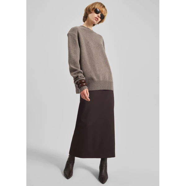 The Frankie Shop Rafaela Padded Knit Sweater – Dark Taupe, view 2