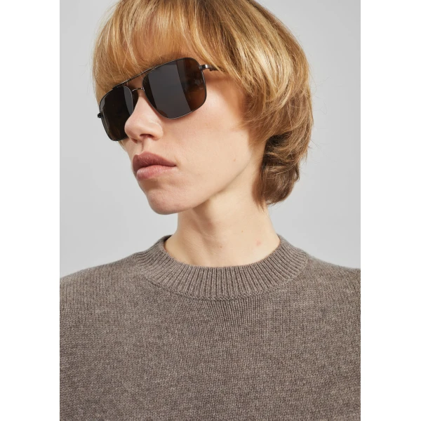 The Frankie Shop Rafaela Padded Knit Sweater – Dark Taupe, view 4
