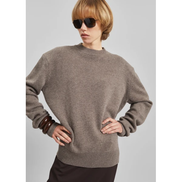 The Frankie Shop Rafaela Padded Knit Sweater – Dark Taupe, view 5