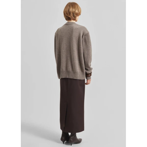 The Frankie Shop Rafaela Padded Knit Sweater – Dark Taupe, view 6